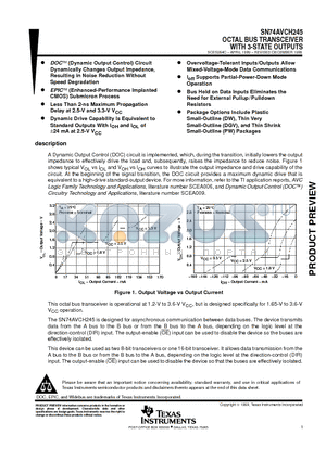 SN74AVCH245 datasheet - OCTAL BUS TRANSCEIVER WITH 3-STATE OUTPUTS