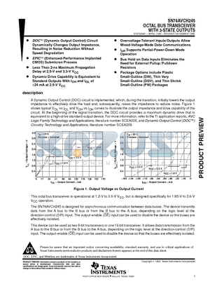 SN74AVCH245DGV datasheet - OCTAL BUS TRANSCEIVER WITH 3-STATE OUTPUTS