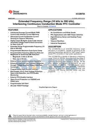 UCC28070A datasheet - Extended Frequency Range (10 kHz to 300 kHz)