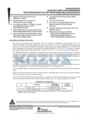 SN74AVCH32T245_09 datasheet - 32-BIT DUAL-SUPPLY BUS TRANSCEIVER WITH CONFIGURABLE VOLTAGE TRANSLATION AND 3-STATE OUTPUTS