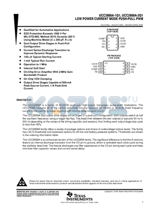 UCC2808A-1Q1_08 datasheet - LOW POER CURRENT MODE PUSH-PULL PWM