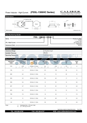 PSSL-1306HC-6R0M-B datasheet - Power Inductor - High Current