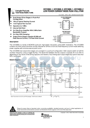 UCC2808DTR-2/1G4 datasheet - LOW POWER CURRENT MODE PUSH-PULL PWM