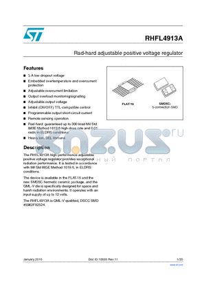 RHFL4913KPA-01V datasheet - Rad-hard adjustable positive voltage regulator