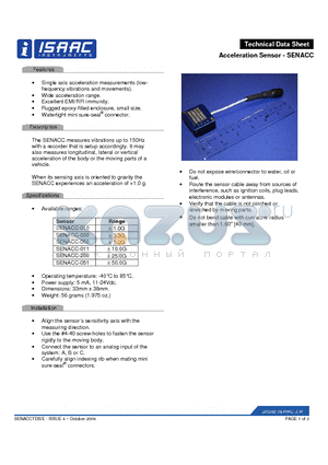 SENACC-051 datasheet - Acceleration Sensor - SENACC