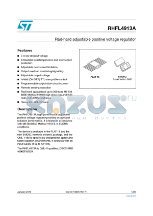RHFL4913SCA-07V datasheet - Rad-hard adjustable positive voltage regulator