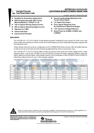 UCC2813QDR-5Q1 datasheet - LOW-POWER BICMOS CURRENT-MODE PWM