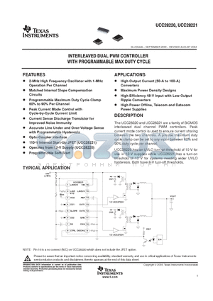 UCC28220 datasheet - INTERLEAVED  DUAL PWM CONTROLLER WITH PROGRAMMABLE MAX DUTY CYCLE