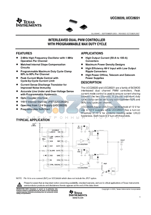UCC28220DR datasheet - INTERLEAVED DUAL PWM CONTROLLER WITH PROGRAMMABLE MAX DUTY CYCLE