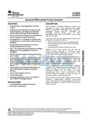 UCC28230PWR datasheet - Advanced PWM Controller For Bus Converters