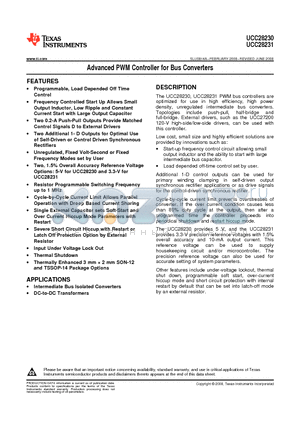 UCC28231PW datasheet - Advanced PWM Controller for Bus Converters