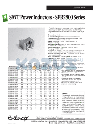 SER2814L-152KL datasheet - SMT Power Inductors