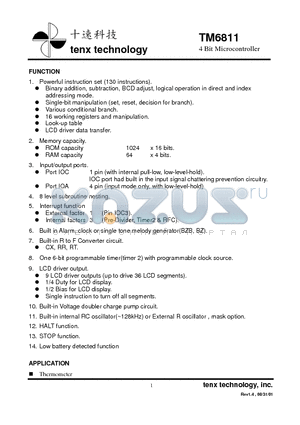 TM6811 datasheet - 4 Bit Microcontroller