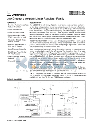 UCC283-ADJ datasheet - Low Dropout 3 Ampere Linear Regulator Family