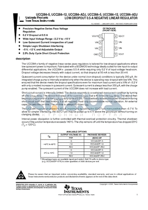 UCC284-12 datasheet - LOW-DROPOUT 0.5-A NEGATIVE LINEAR REGULATOR