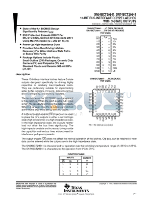 SN74BCT29841 datasheet - 10-BIT BUS-INTERFACE D-TYPE LATCHES WITH 3-STATE OUTPUTS