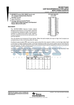 SN74BCT29843 datasheet - 9-BIT BUS-INTERFACE D-TYPE LATCH WITH 3-STATE OUTPUTS