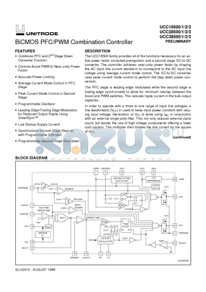 UCC28500 datasheet - BiCMOS PFC/PWM Combination Controller