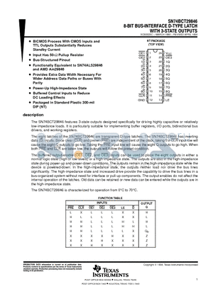 SN74BCT29846 datasheet - 8-BIT BUS-INTERFACE D-TYPE LATCH WITH 3-STATE OUTPUTS