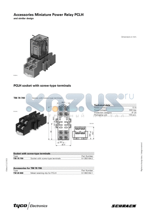 TM78700 datasheet - Accessories Miniature Power Relay PCLH and similar design