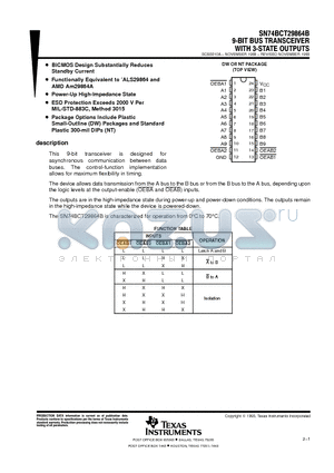 SN74BCT29864B datasheet - 9-BIT BUS TRANSCEIVER WITH 3-STATE OUTPUTS