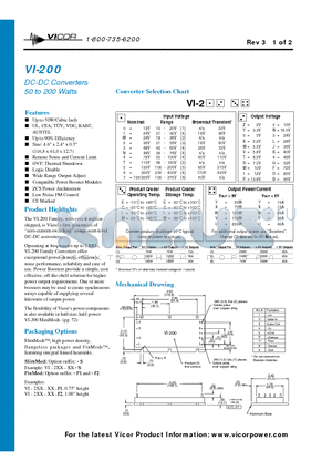 VI-2WDCX datasheet - DC-DC Converters 50 to 200 Watts