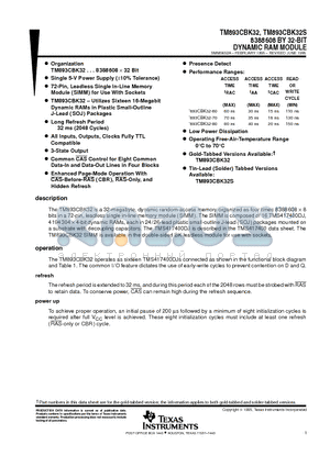 TM893CBK32 datasheet - DYNAMIC RAM MODULE