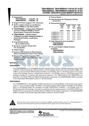 TM893NBM36A datasheet - DYNAMIC RANDOM-ACCESS MEMORY MODULES