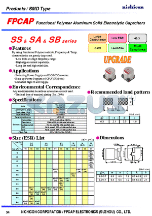 SS_SA_SBSERIES datasheet - Functional Polymer Aluminum Solid Electrolytic Capacitors