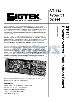 ST-114 datasheet - Downconverter Evaluatiuon Board