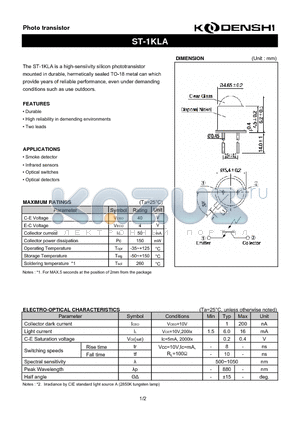 ST-1KLA datasheet - Photo transistor