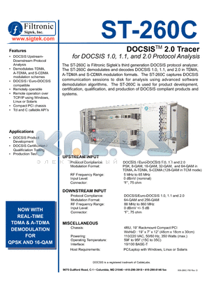 ST-260C datasheet - DOCSIS 2.0 Tracer for DOCSIS 1.0, 1.1, and 2.0 Protocol Analysis