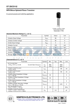 ST-2SC3112 datasheet - NPN Silicon Epitaxial Planar Transistor