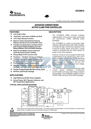 UCC2897A datasheet - ADVANCED CURRENT-MODE ACTIVE CLAMP PWM CONTROLLER