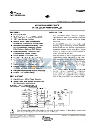 UCC2897APWR datasheet - ADVANCED CURRENT-MODE ACTIVE CLAMP PWM CONTROLLER