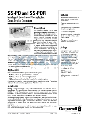 ST-5 datasheet - Intelligent Low-Flow Photoelectric Duct Smoke Detectors