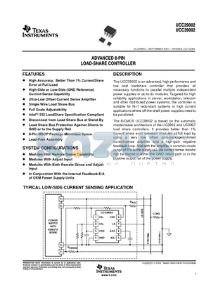 UCC29002DGK datasheet - ADVANCED 8-PIN LOAD-SHARE CONTROLLER