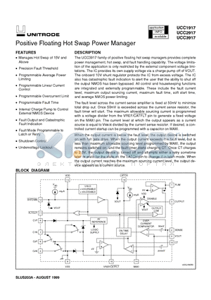 UCC2917 datasheet - Positive Floating Hot Swap Power Manager