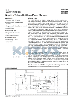 UCC2913 datasheet - Negative Voltage Hot Swap Power Manager