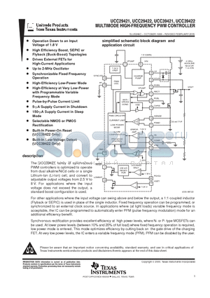 UCC29421 datasheet - Multimode High Frequency PWM Controller