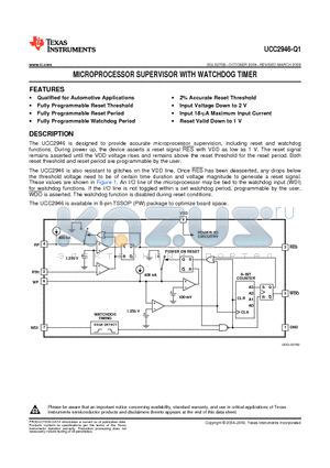 UCC2946-Q1 datasheet - MICROPROCESSOR SUPERVISOR WITH WATCHDOG TIMER