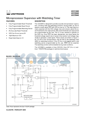 UCC2946 datasheet - Microprocessor Supervisor with Watchdog Timer