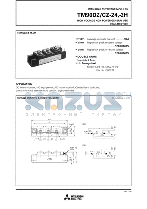 TM90CZ-2H datasheet - HIGH VOLTAGE HIGH POWER GENERAL USE INSULATED TYPE