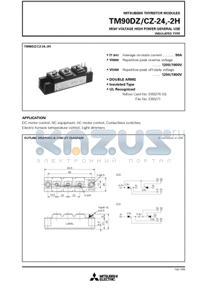 TM90DZ-24 datasheet - HIGH VOLTAGE HIGH POWER GENERAL USE INSULATED TYPE