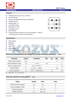 SES12VSC70-6 datasheet - ESD Protector