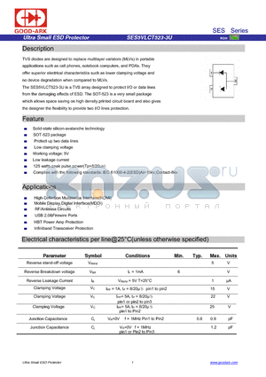SES5VLCT523-3U datasheet - Ultra Small ESD Protector