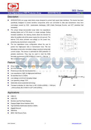 SES5VSC70-6U datasheet - Low Capacitance ESD Protector Array