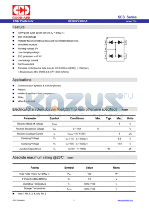 SES5VT353-5 datasheet - ESD Protector