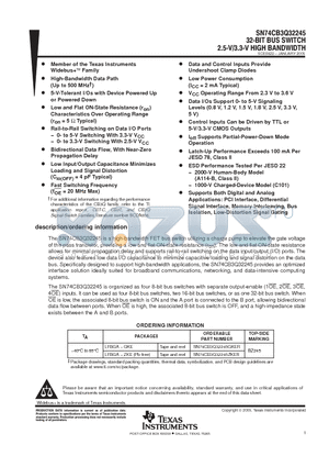 SN74CB3Q32245 datasheet - 32 bit  BUS SWITCH 2.5-V/3.3-V HIGH BANDWIDTH