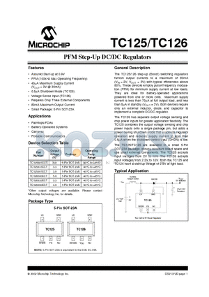 TC125331ECT datasheet - PFM Step-Up DC/DC Regulators